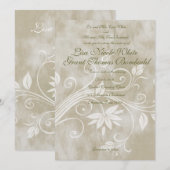 Shabby Taupe Floral Hochzeit Einladungen (Vorne/Hinten)