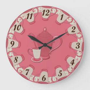 Shabby Tea Cup Wall Clock Große Wanduhr