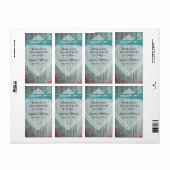 Shabby Turquoise Wood Wedding Mini Wein Label (Vorne)