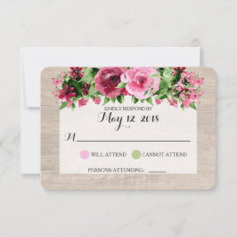 Shabby Vintag Rose Rustic Wedding RSVP Karte
