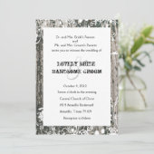 Shabby Vintage Alte Holzcreme Hochzeiten Einladung (Stehend Vorderseite)