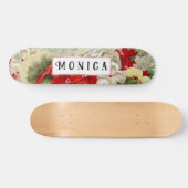 Shabby Vintage Elfenbein Rosa Blumenkolage Skate Skateboard (Horizontal)