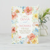 Shabby Vintage Floral Boho Elegant Wedding Einladung (Stehend Vorderseite)