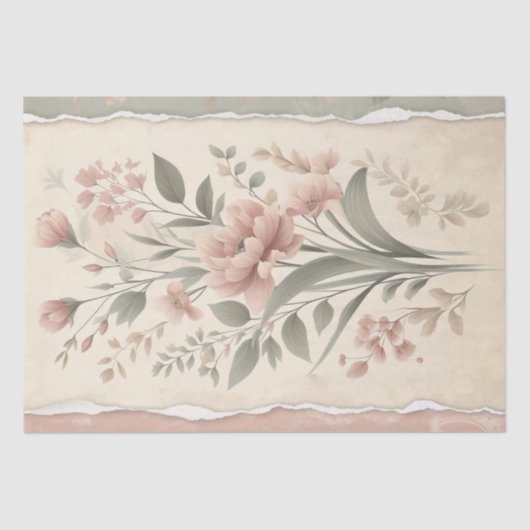 Shabby Wallpaper Blush Pink Floral Decoupage Seidenpapier (Vorderseite)