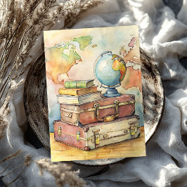 Shabby Watercolor Vintage Koffer Weltkarte Seidenpapier