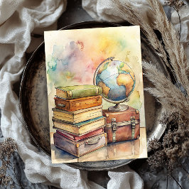 Shabby Watercolor Vintage Koffer Weltkarte Seidenpapier