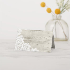 Shabby Wood and Lace Wedding Folding Platzkarte