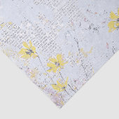 Shabby Yellow Wildblume Daisy Blue Text Collage Seidenpapier (Ausschnitt)