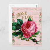 SHABBYCHIC English Rose Vintag rosa Postkarte (Vorne/Hinten)