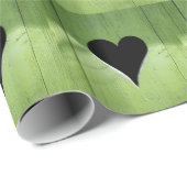 SHABBYCHIC-Holzherz-grün Geschenkpapier (Rolleneckpunkt)