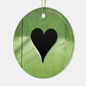 SHABBYCHIC-Holzherz-grün Keramik Ornament (Links)