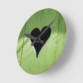 SHABBYCHIC-Holzherz-grün Runde Wanduhr (Winkel)