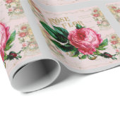 Shabbychic Paris Collage Rose Geschenkpapier (Rolleneckpunkt)