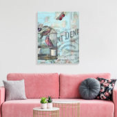 Shabbychic Paris Collage Rose Leinwanddruck (Insitu (Wohnzimmer))