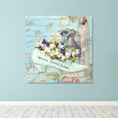 Shabbychic Paris Collage Rose Leinwanddruck (Insitu (Holzboden))