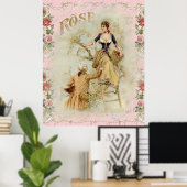 Shabbychic Paris Collage Rose Poster (Heimbüro)