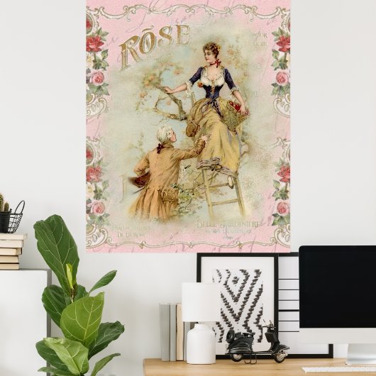 Shabbychic Paris Collage Rose Poster (Heimbüro)