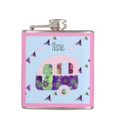 Shabbychic Retro-Anhänger, Camper, Karawanenammer Flachmann (Vorderseite)