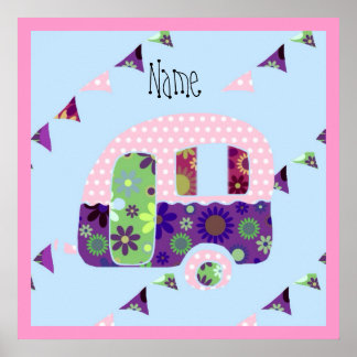 Shabbychic Retro-Anhänger, Camper, Karawanenammer Poster