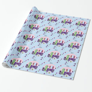Shabbychic Retro-Wohnwagen, Campingwagen, Wohnwage Geschenkpapier