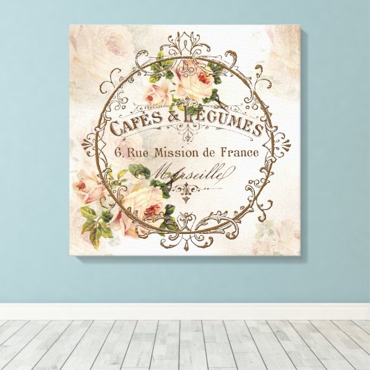 ShabbyVintageRoses3 - Wrapped Canvas Leinwanddruck (Insitu (Holzboden))