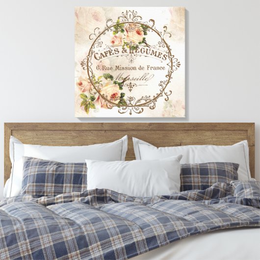 ShabbyVintageRoses3 - Wrapped Canvas Leinwanddruck (Insitu (Schlafzimmer))