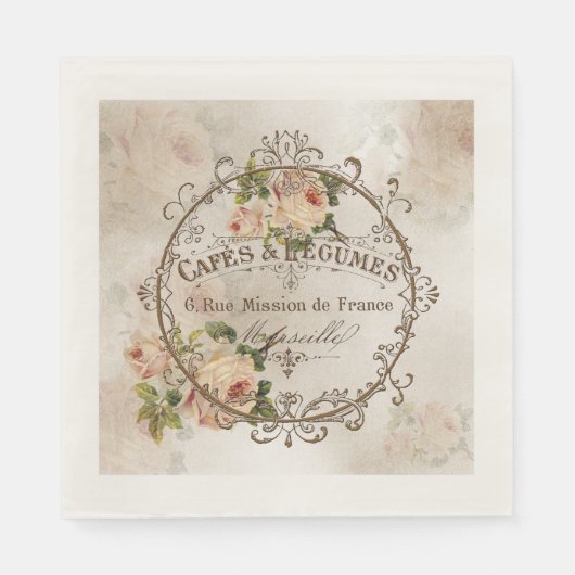 ShabbyVintageRoses4 - Paper Napkins Serviette (Vorderseite)
