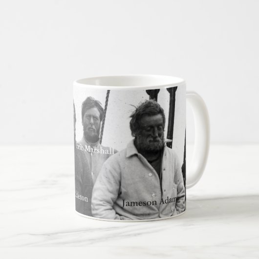 Shackleton und Crew im antarktischen Nimrodbild Kaffeetasse (VorderseiteRechts)