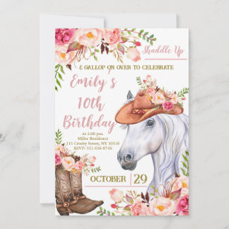 Shaddle Up Birthday, Cowgirl Birthday Party Einladung