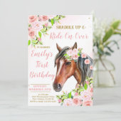 Shaddle Up Cowgirl Birthday Party Einladung (Stehend Vorderseite)