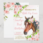 Shaddle Up Cowgirl Birthday Party Einladung (Vorne/Hinten)