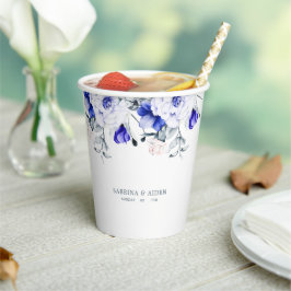 Shade of Royal Blue Elfenbein Blumenhochzeit Pappbecher