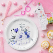 Shade of Royal Blue Elfenbein Blumenhochzeit Pappteller (Party)