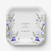 Shade of Royal Blue Elfenbein Blumenhochzeit Pappteller (Vorderseite)