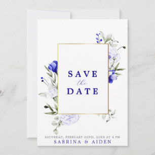 Shade of Royal Blue Elfenbein Foto Hochzeit Save The Date
