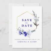 Shade of Royal Blue Elfenbein Foto Hochzeit Save The Date (Vorderseite)
