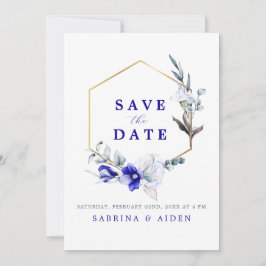 Shade of Royal Blue Elfenbein Foto Hochzeit Save The Date