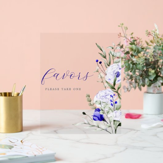 Shade of Royal Blue Elfenbeinblume Gastgeschenk Ho Acrylschild (Hochzeit)