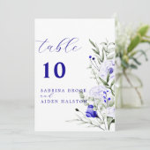 Shade of Royal Blue Ivory Wedding Tischnummer (Stehend Vorderseite)