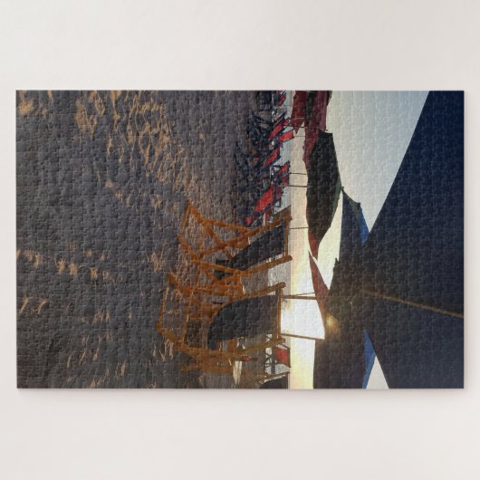 Shaded Beach Seating at Sunset Puzzle (Horizontal)
