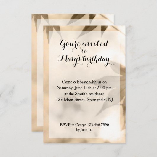 Shaded Foliage Birthday Einladung (Vorne/Hinten)