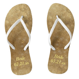 Shades Blended Gold Bride Wedding Date FlipFlops Badesandalen