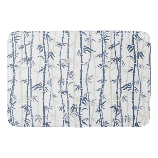 Shades Blue Bamboo Pattern Bathmat Badematte (Vorderseite)