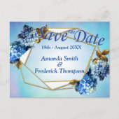 Shades / Blue Watercolor Hydrangeas Speichern Sie Ankündigungspostkarte (Vorderseite)