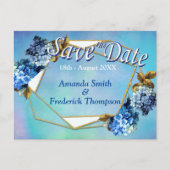 Shades / Blue Watercolor Hydrangeas Speichern Sie Ankündigungspostkarte (Vorderseite)