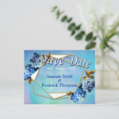 Shades / Blue Watercolor Hydrangeas Speichern Sie Ankündigungspostkarte (Stehend Vorderseite)