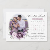 Shades Dusty Lila Blooms Moody Calendar Save The Date (Vorderseite)