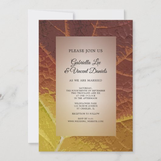 Shades Herbstleaf Einladung zur Hochzeit (Vorderseite)