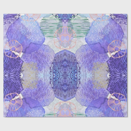 Shades Lavender und Green Abstrakt Blume Apro Geschenkpapier (Flach)