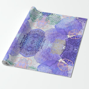 Shades Lavender und Green Abstrakt Blume Apro Geschenkpapier
